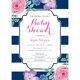 Navy Vintage Flower Baby Shower Invitations Image 4 of 6